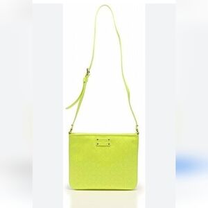 Kate Spade Metro Darby Patent Heart lazercut Crossbody Bag neon yellow r…